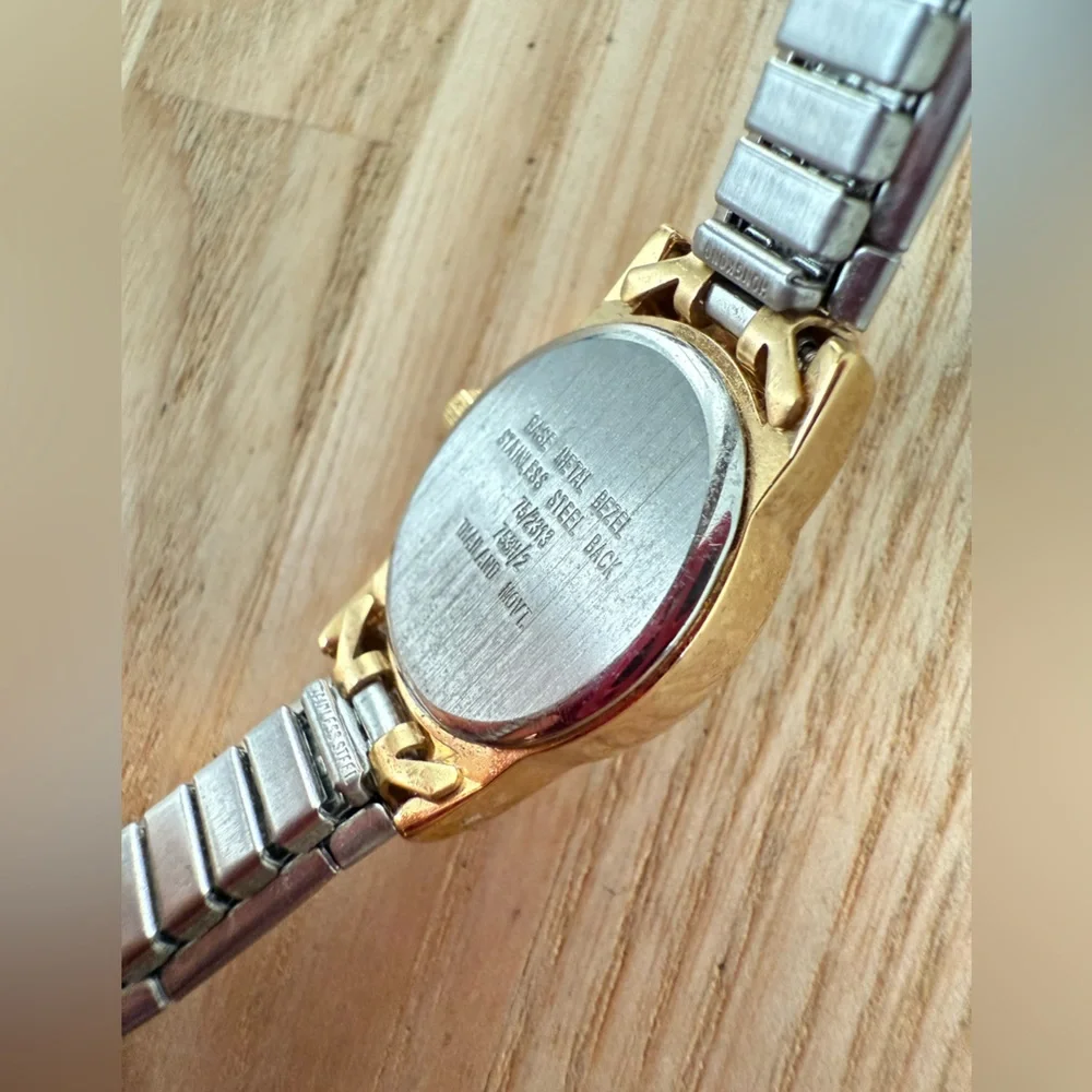 Armitron Diamond ladies oval two tone watch NEW BATTERY
